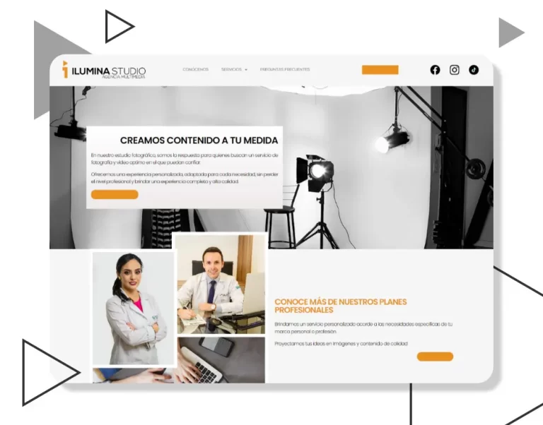 Diseño Web atractivo y minimalista Fotógrafo Ilumina Studio, diseñador venezolano