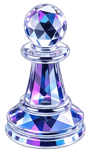 Peon - Futuristic crystal chess piece symbolizing strategy and intelligence, AI luxury artwork by Jose Abdiel + Hub365 AI for web design. (2)
